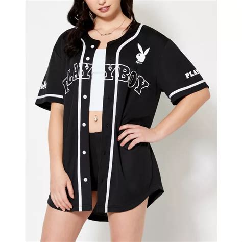 playboy baseball jersey|Spencer's Playboy Baseball Jersey Black .